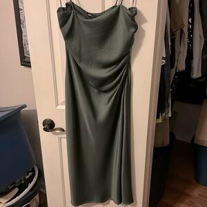 Green satin midi dress, Brand: Zara, Size: large, new with tags on €25.95